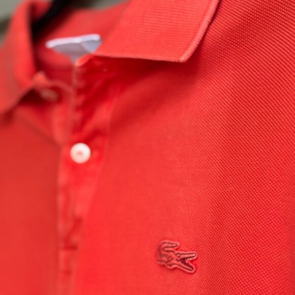 Lacoste Boys’ Polo Shirt Size 16 Red Pink Ombre Gradient Youth XL Preppy - Picture 2 of 9